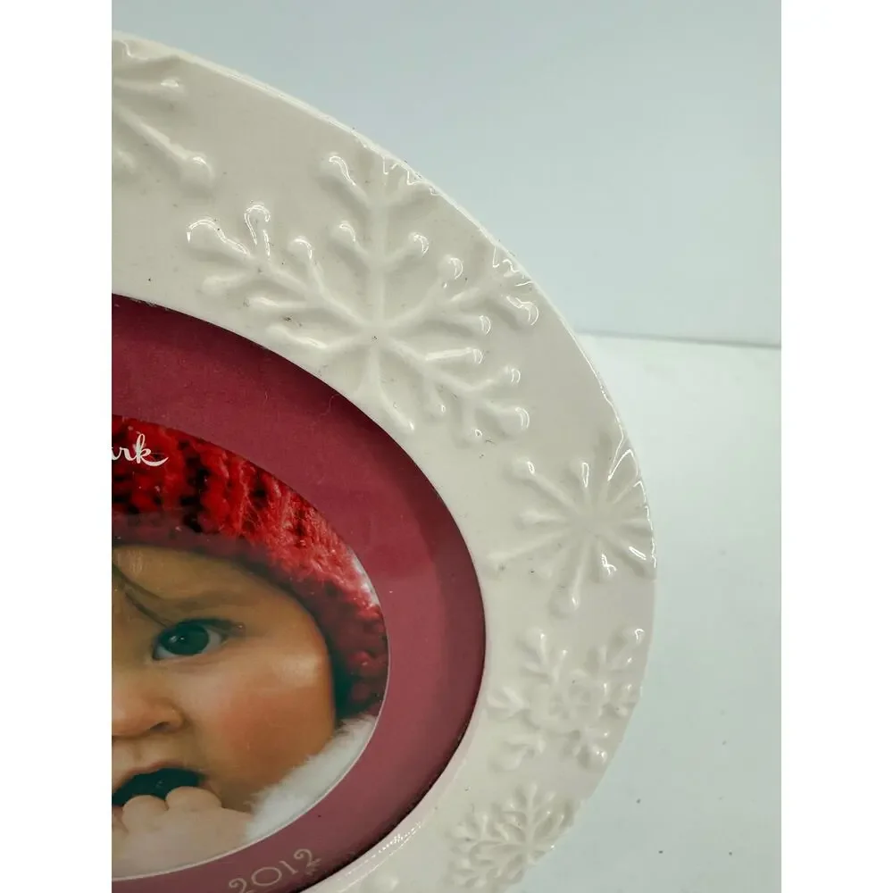 Hallmark Snowflake Ceramic 4x4 Picture Frame Christmas Holiday Family Photo